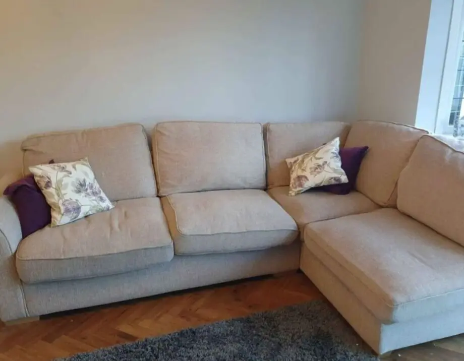 Chenille L Shaped corner sofa with free foot stool