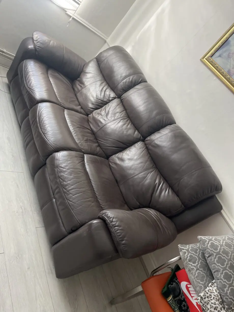 Brown leather reclining sofas