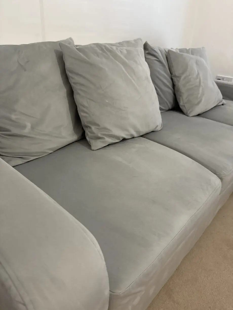 NEW Velvet Grey corner sofa (cushions included)
