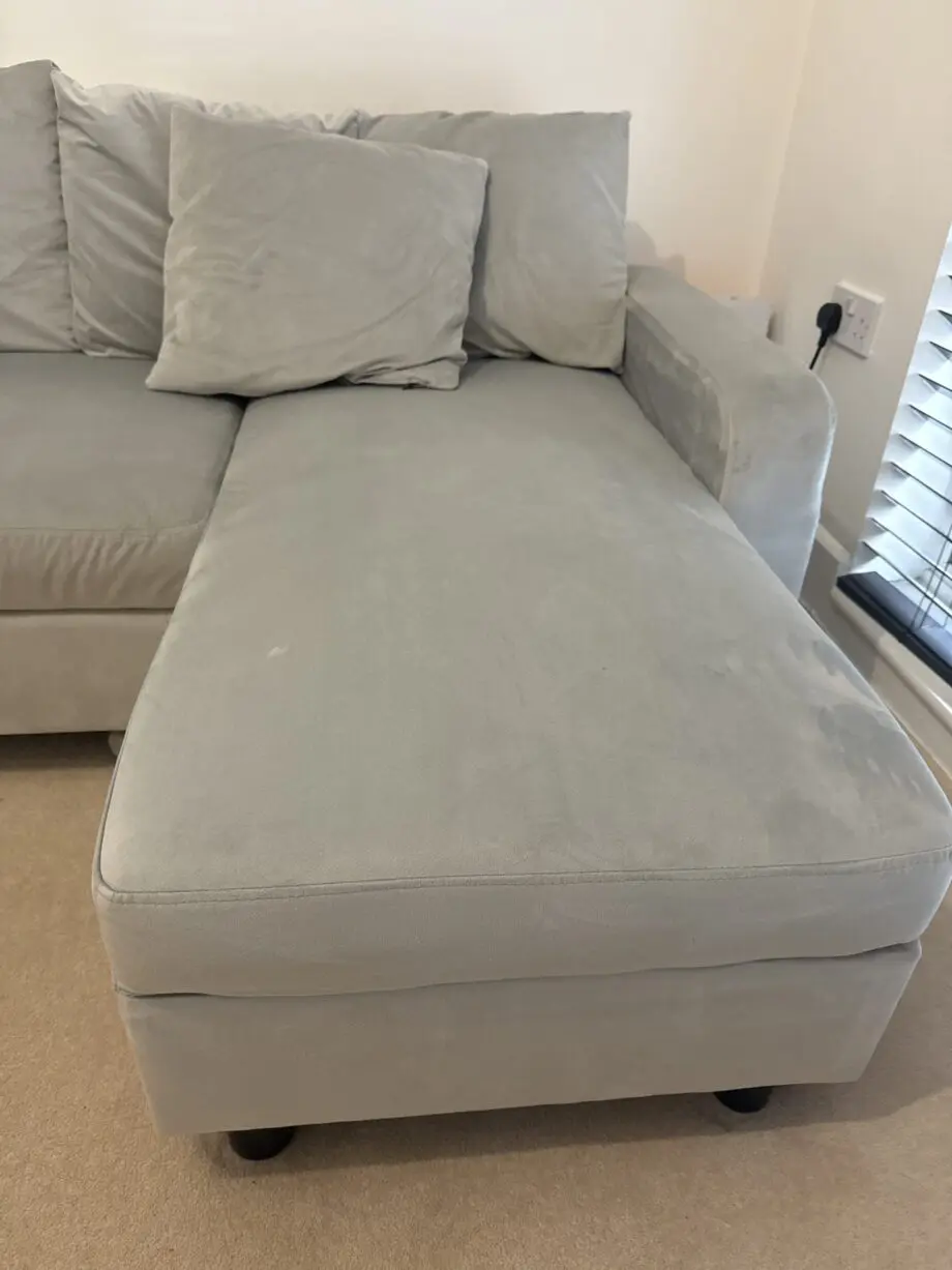 NEW Velvet Grey corner sofa (cushions included)