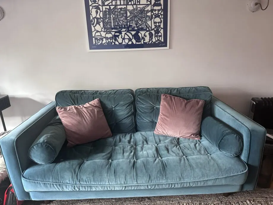 Sofas and Stuff Green Velvet 2.5 seater Sofa