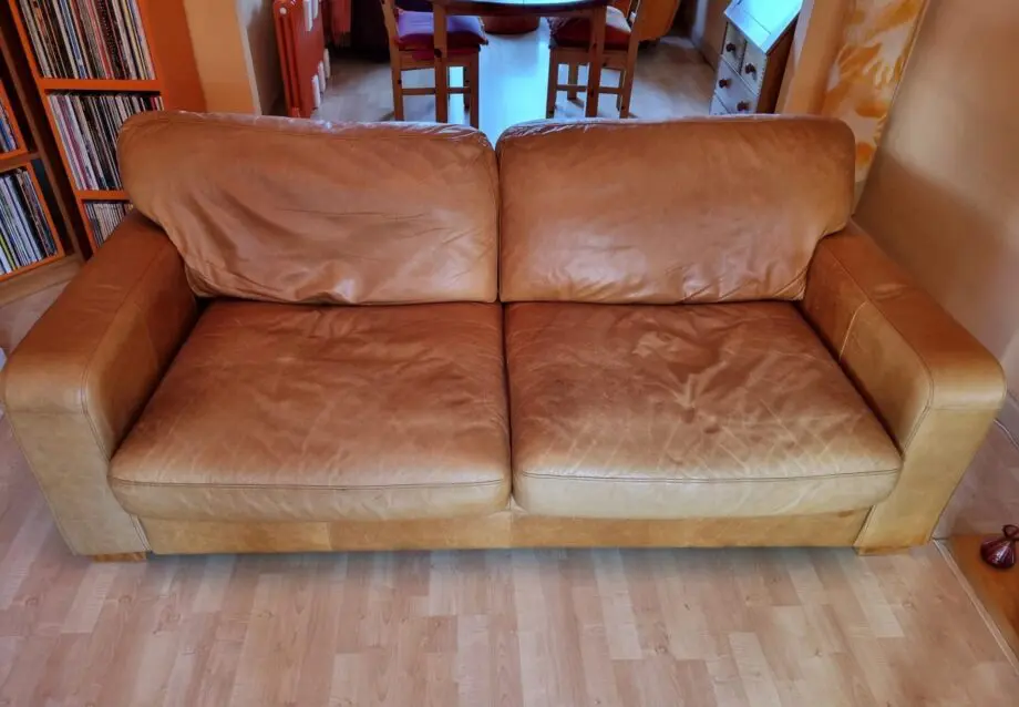 Tan Leather 3 Seater Sofa