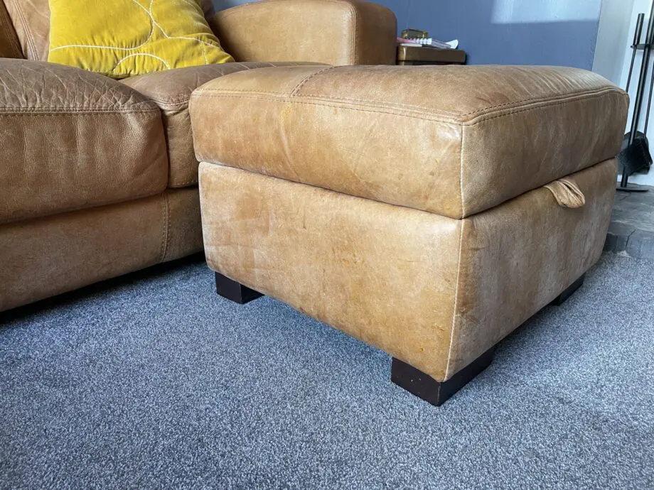 TAN LEATHER SOFA SET SCS
