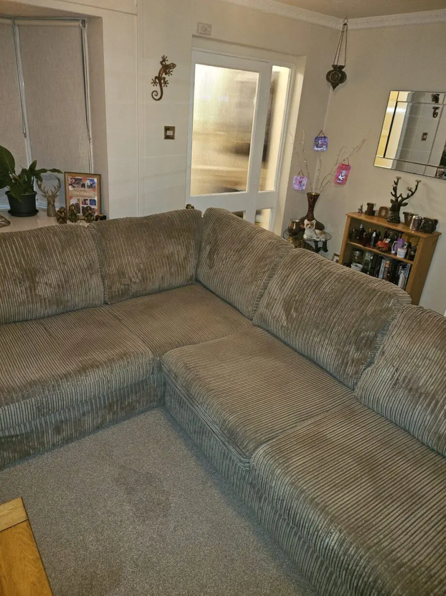 Dfs, mocha colour corner sofa