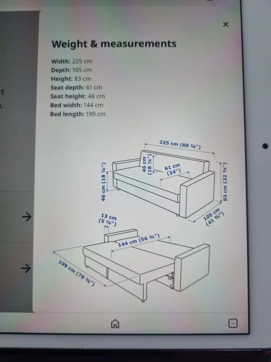 Ikea Friheten 3 seater sofa bed