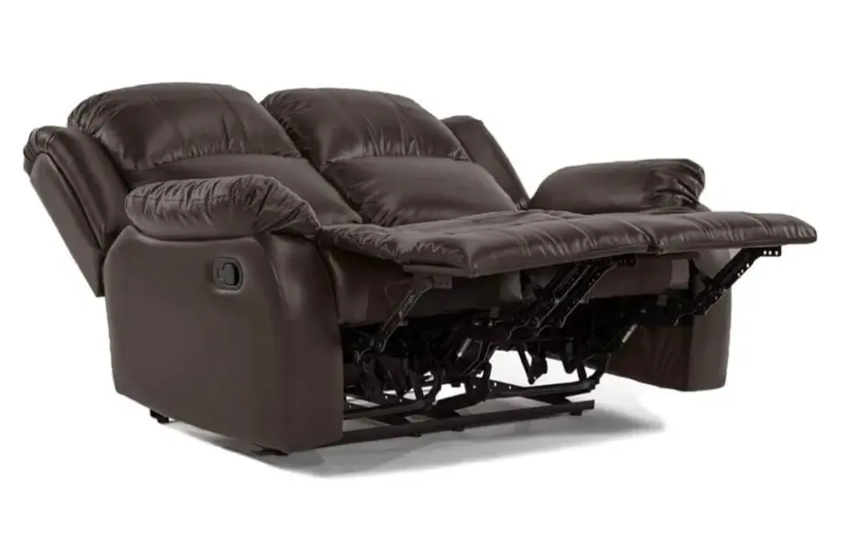 Roma Leather Recliner Sofa - 2 Seater Sofa - Black (2 Seater), 165cm, BS107
