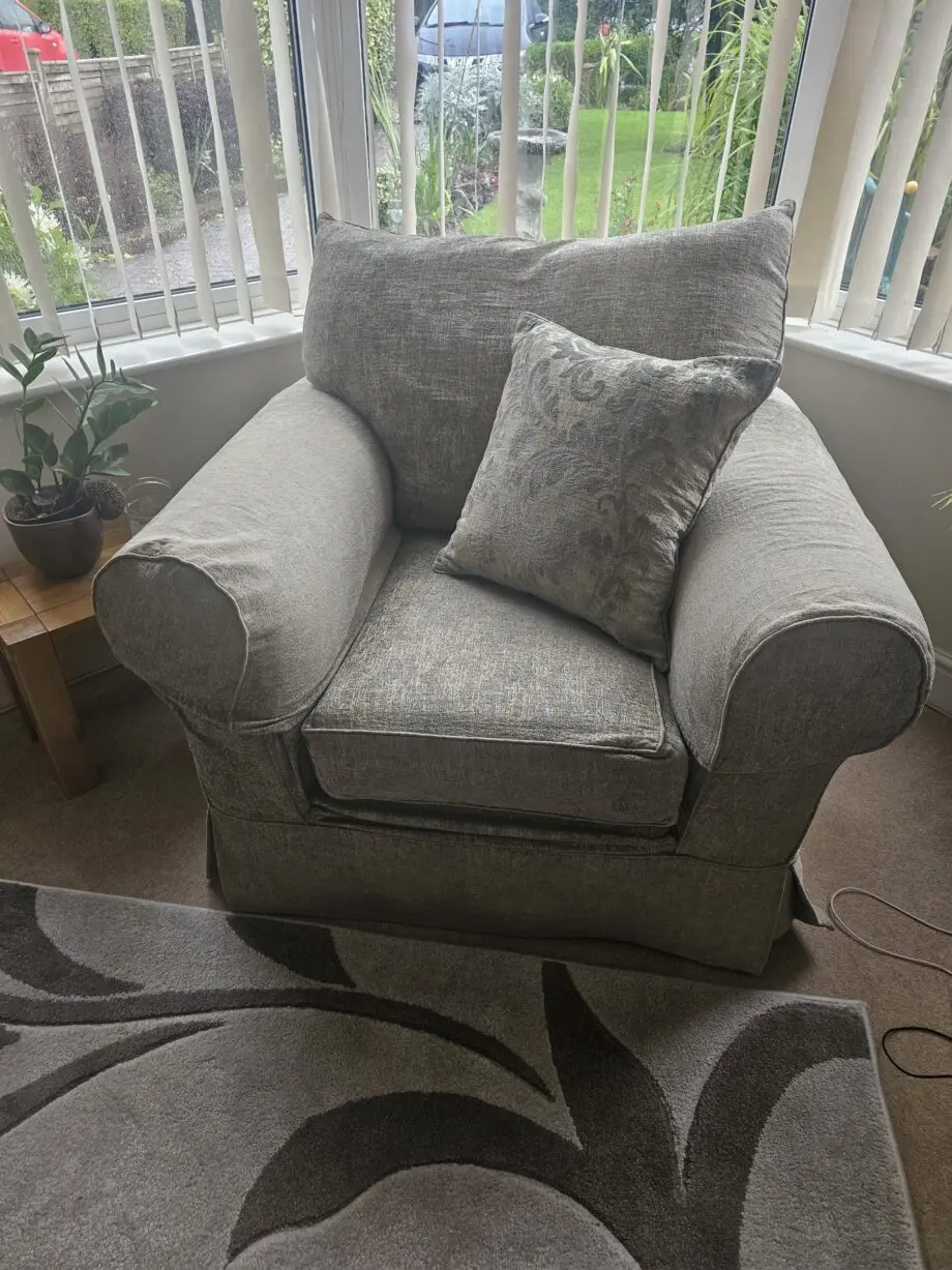 3 seater sofa, chair and footstool