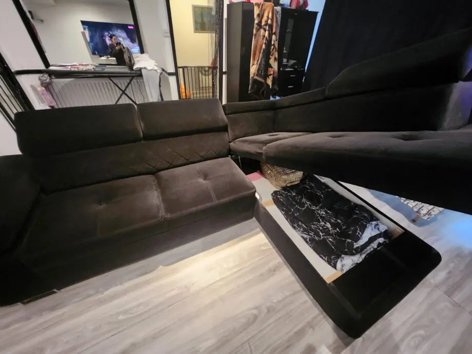 Black 5 seater Corner sofa Bed with Storage
