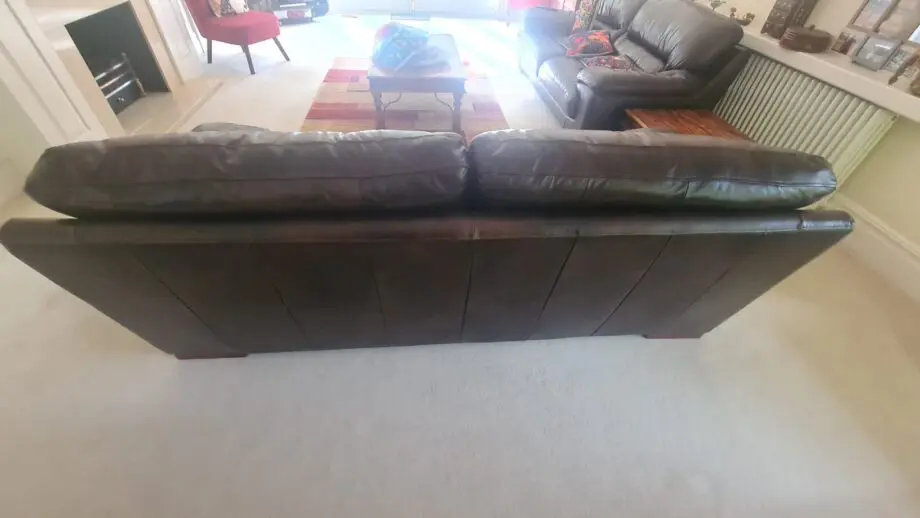 Plush, genuine leather, chocolate coloured 3 seater sofa - minimally used