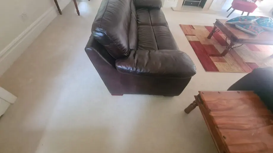 Plush, genuine leather, chocolate coloured 3 seater sofa - minimally used