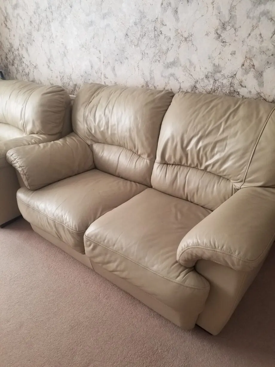 Cream soft leather sofa