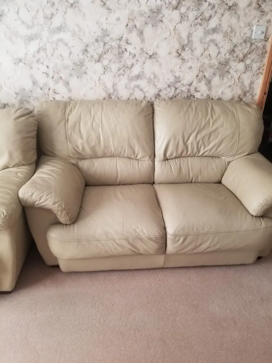 Cream soft leather sofa