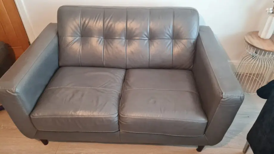 DFS Brown 2 seater leather sofa and single chair
