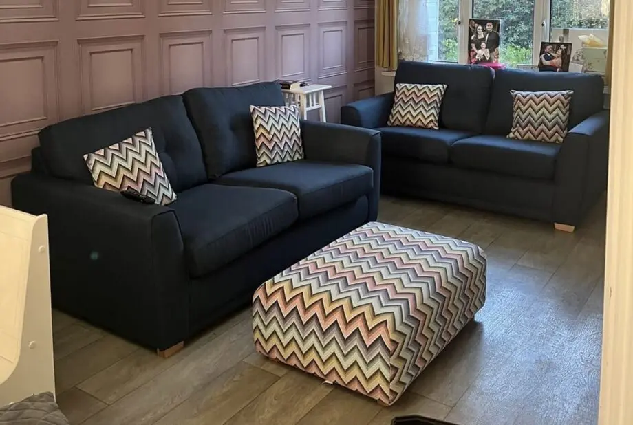 2 and 3 Easter with foot stool and pillows