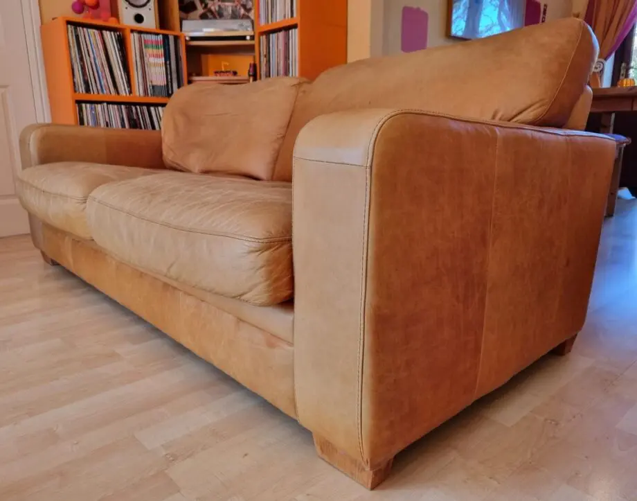 Tan Leather 3 Seater Sofa