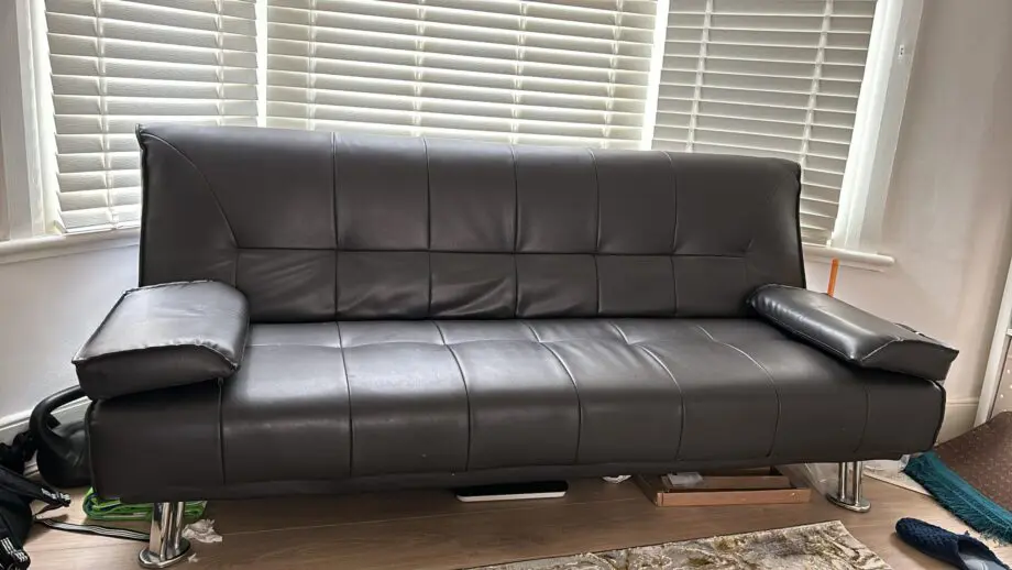 3 Seater Sofa convertible bed, Brown Faux Leather