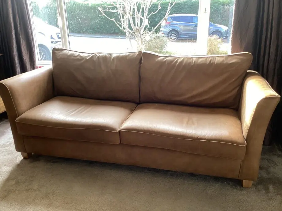 Colorado Italian crest leather 3 and 2 seater sofa in Light Tan