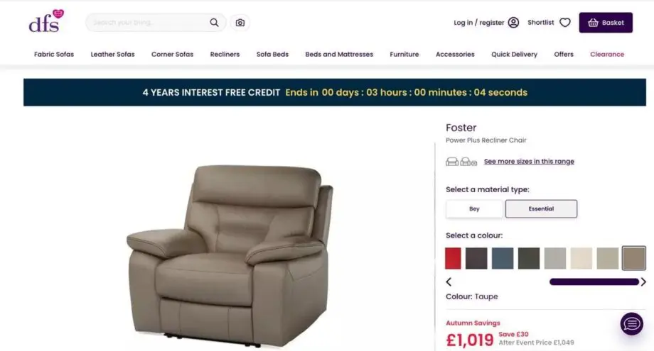 DFS Foster Power Plus Recliner Chair