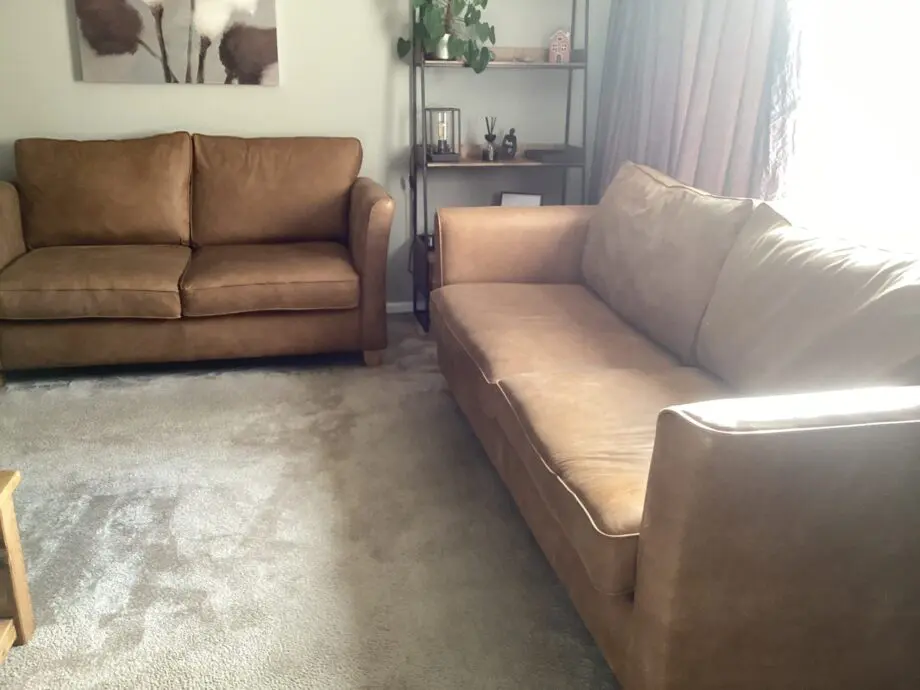 Colorado Italian crest leather 3 and 2 seater sofa in Light Tan
