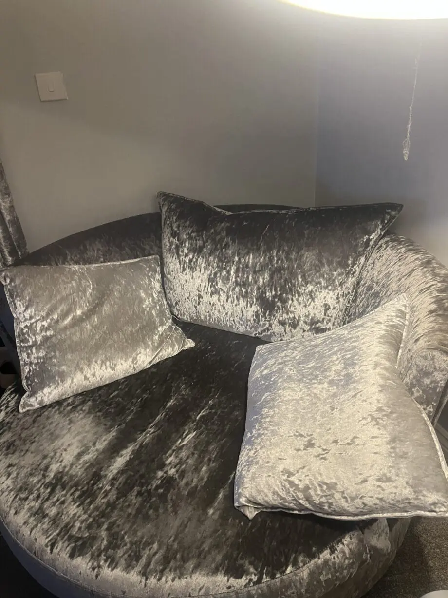 DFS plush velvet 4-seater and cuddle chair