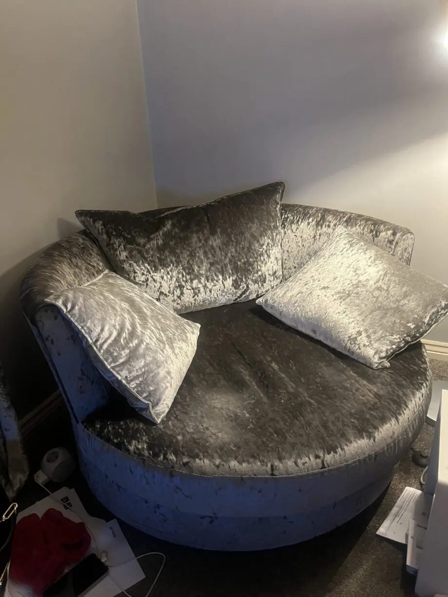 DFS plush velvet 4-seater and cuddle chair