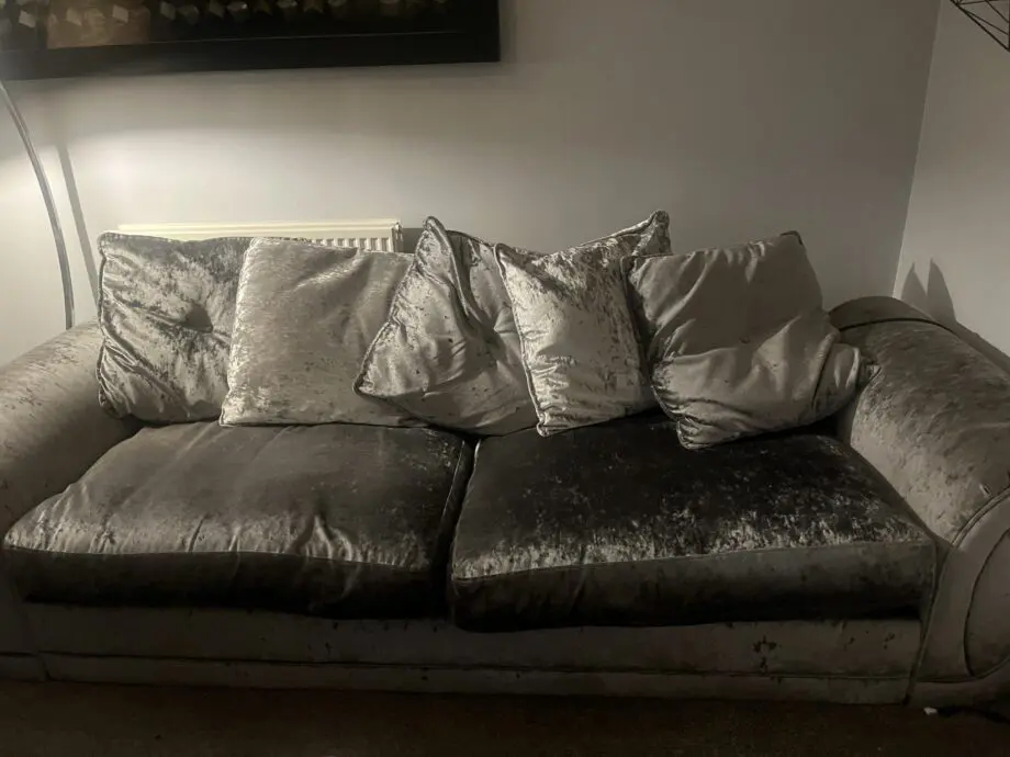 DFS plush velvet 4-seater and cuddle chair
