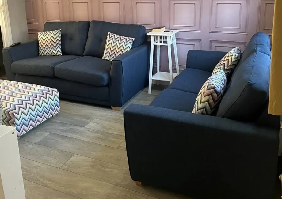 2 and 3 Easter with foot stool and pillows