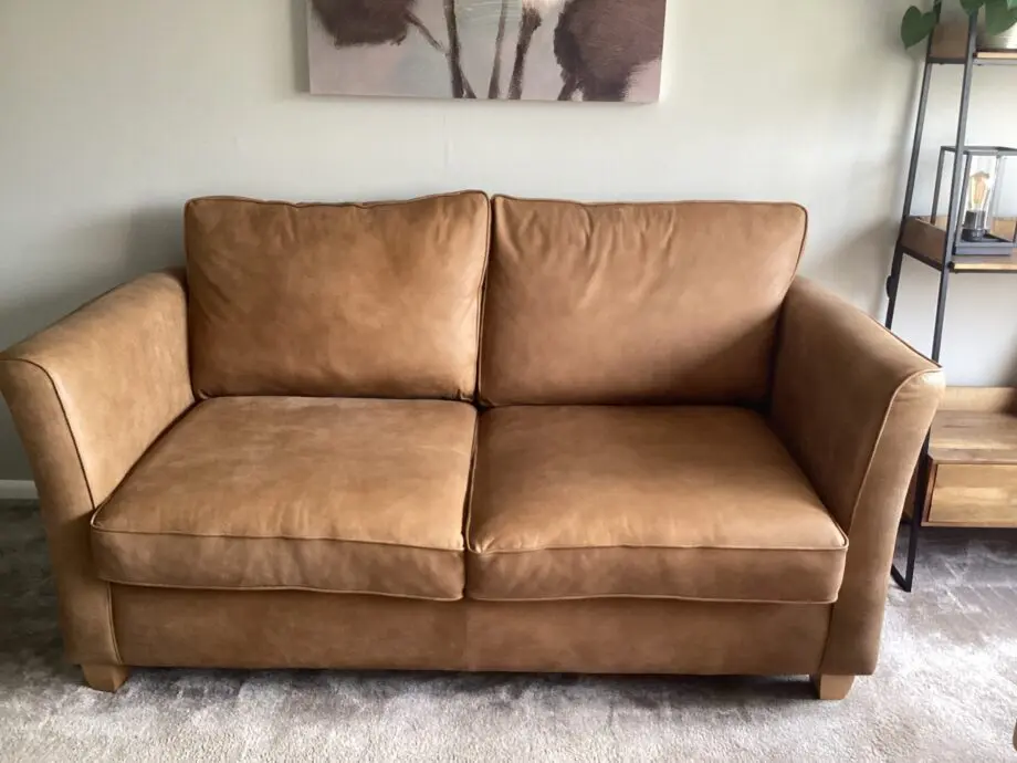 Colorado Italian crest leather 3 and 2 seater sofa in Light Tan