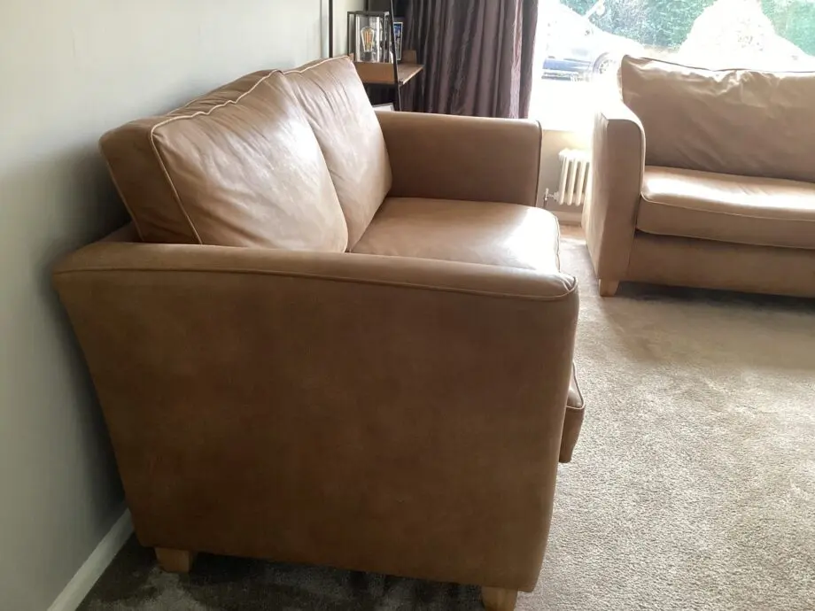 Colorado Italian crest leather 3 and 2 seater sofa in Light Tan