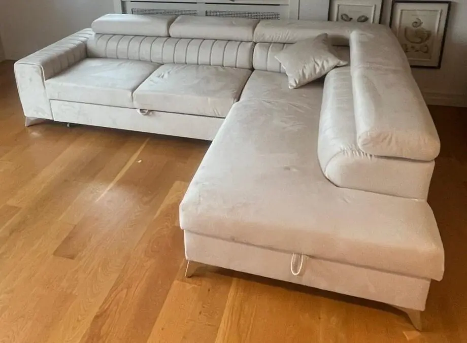 Leicester corner sofa bed with storage / Cream / Sofa Bargain