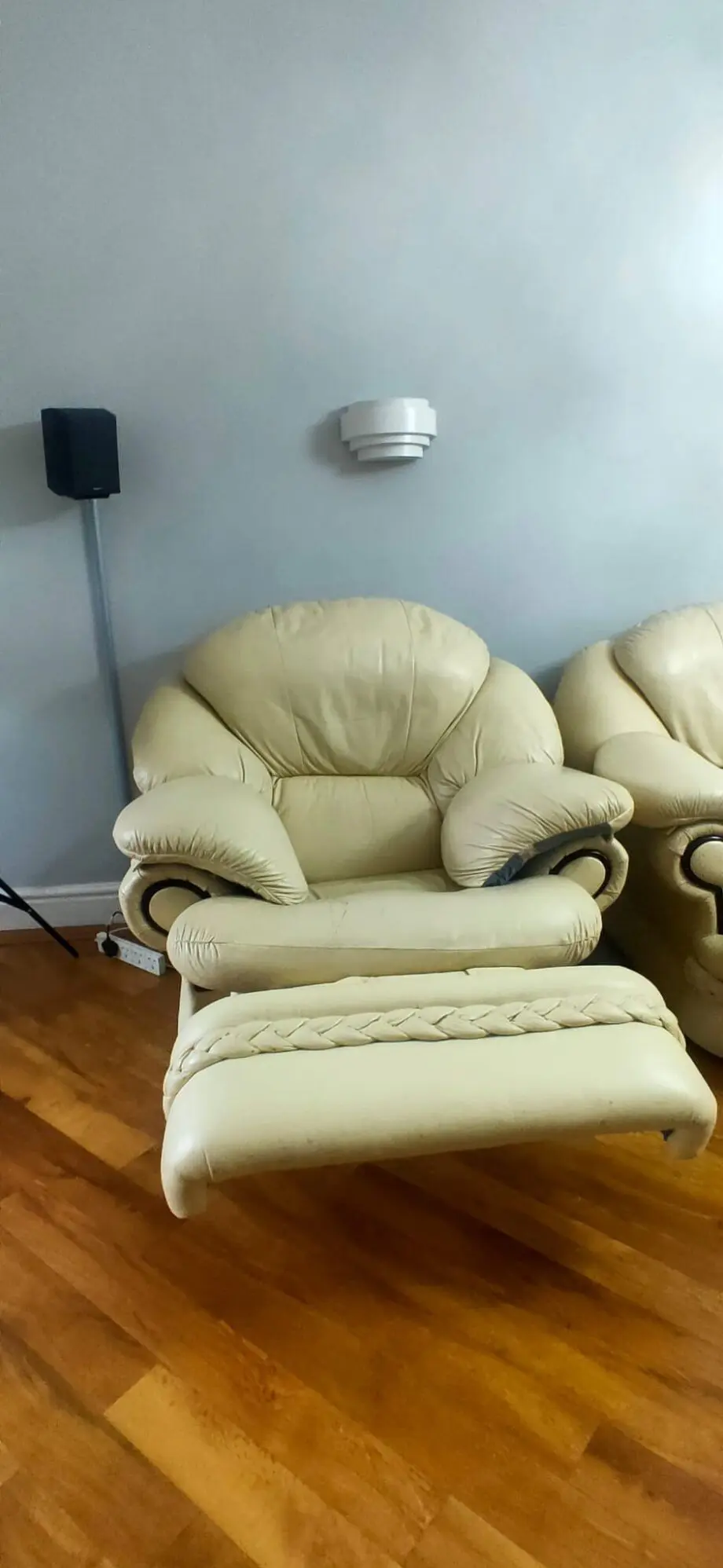 Real Leather sofas, 4 set, seats 7, one reclining