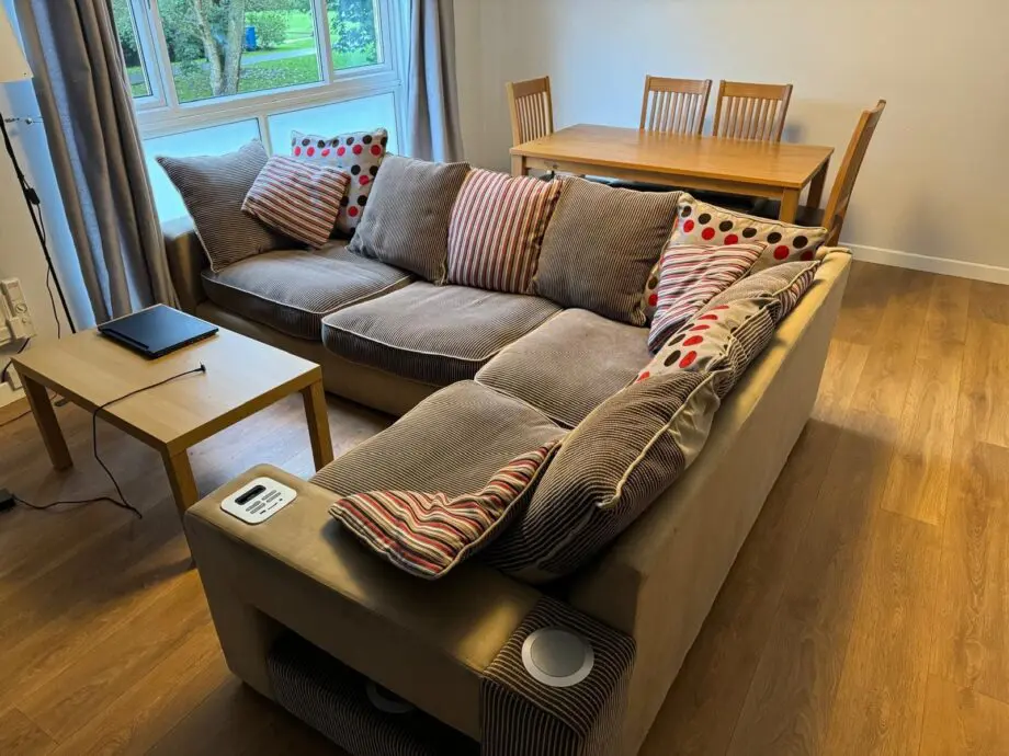Large pillow back corner sofa