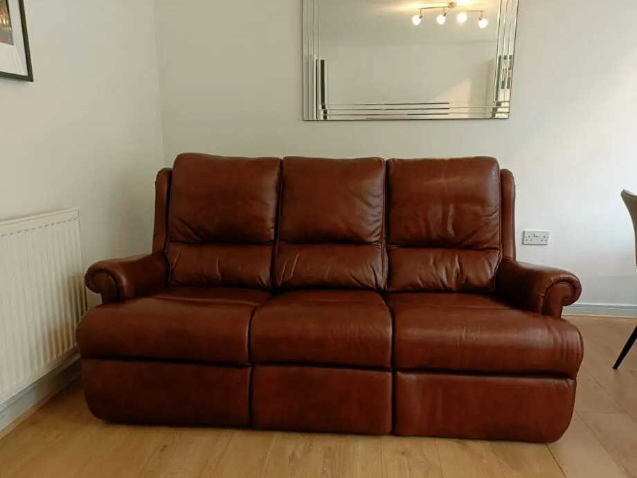 Parker Knoll Brown Leather 3- Seater Sofa