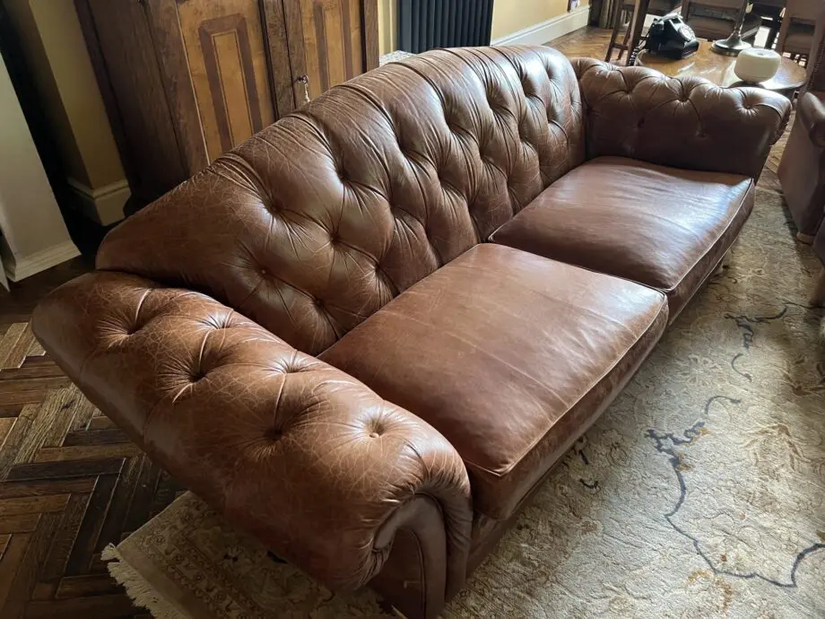 Wade Upholstery - Brown Leather Chesterfield sofa