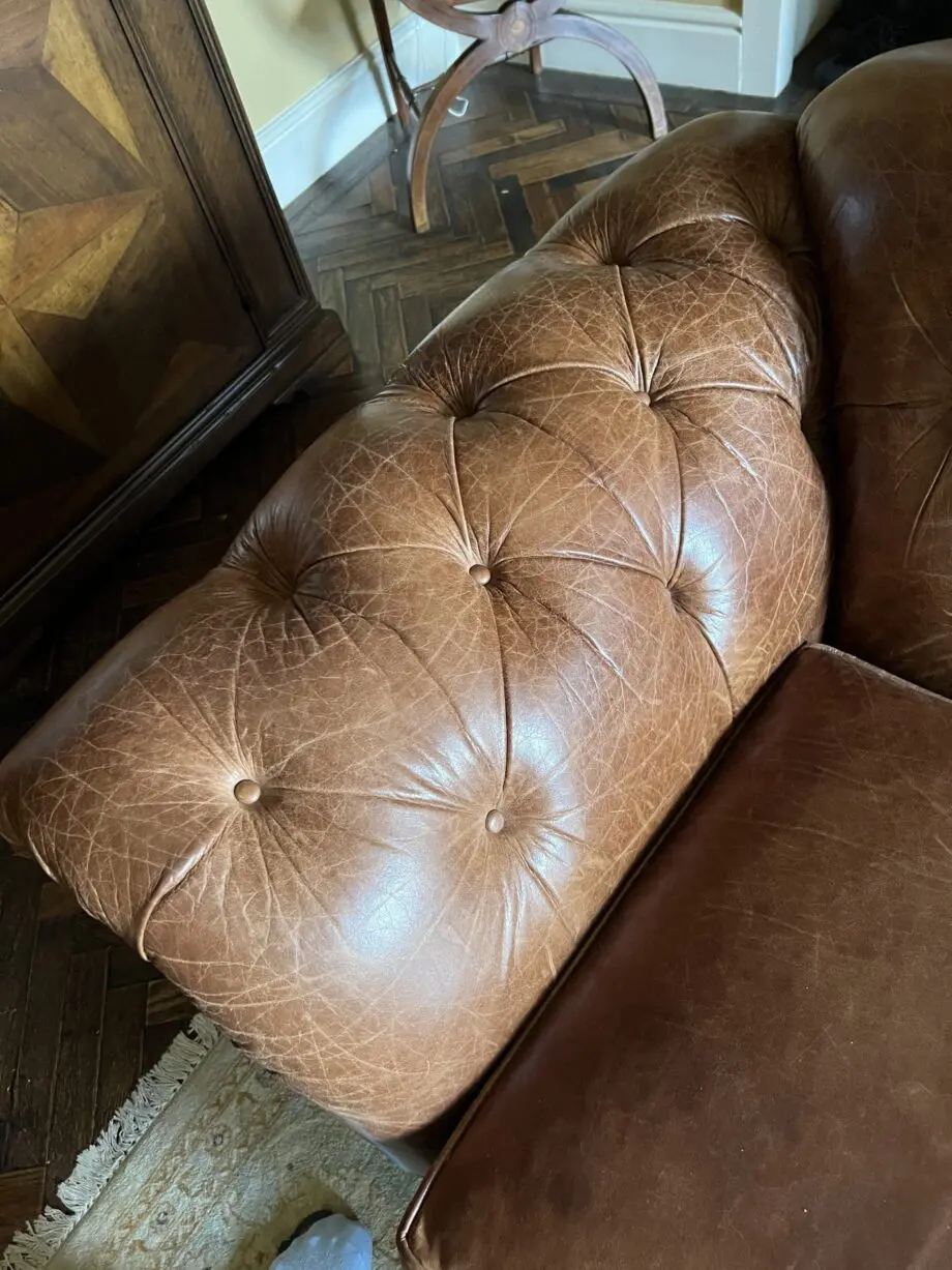 Wade Upholstery - Brown Leather Chesterfield sofa