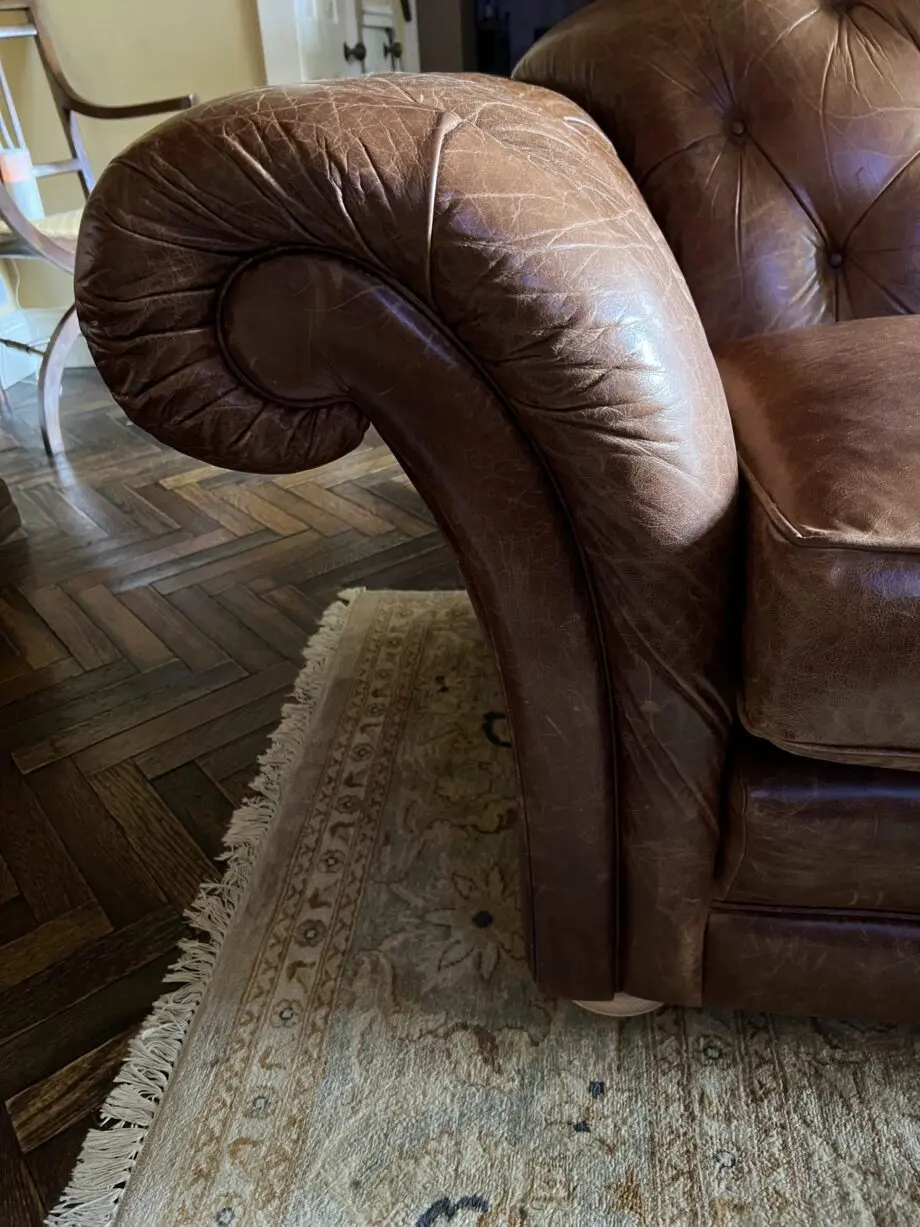 Wade Upholstery - Brown Leather Chesterfield sofa