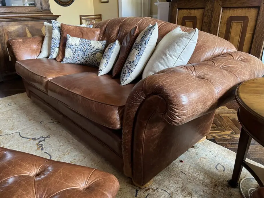 Wade Upholstery - Brown Leather Chesterfield sofa