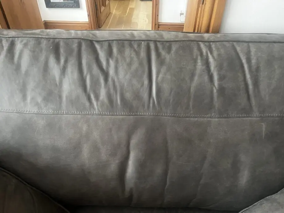 Next Stamford Antiqued Grey Leather Large Sofa and Cuddle Chair