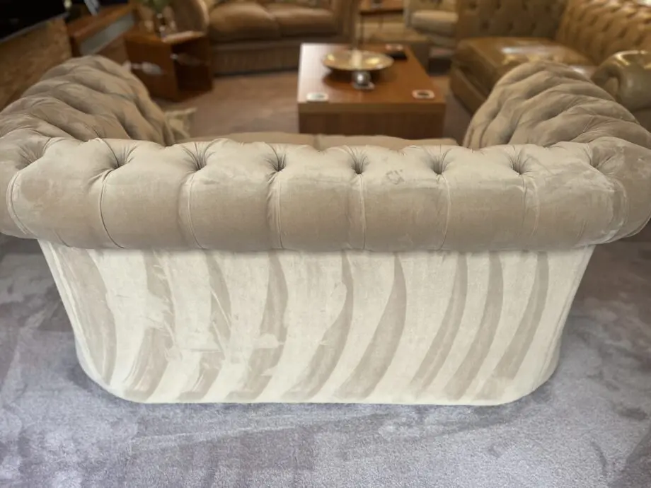BEAUTIFUL 2 SEATER FABRIC CHESTERFIELD BEIGE
