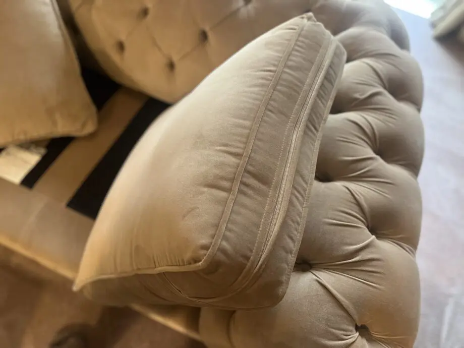 BEAUTIFUL 2 SEATER FABRIC CHESTERFIELD BEIGE