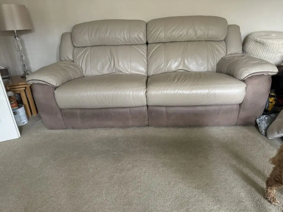 2 seater recliner and 1 seater recliner beige and taupe