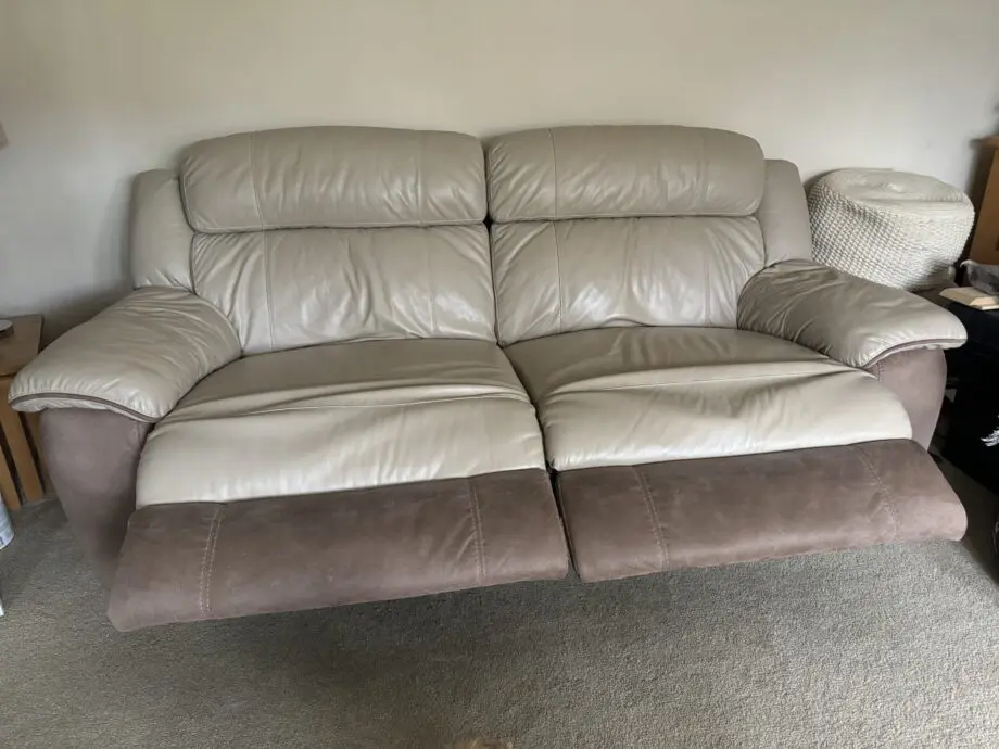2 seater recliner and 1 seater recliner beige and taupe
