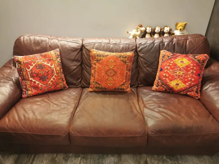 Brown leather sofa