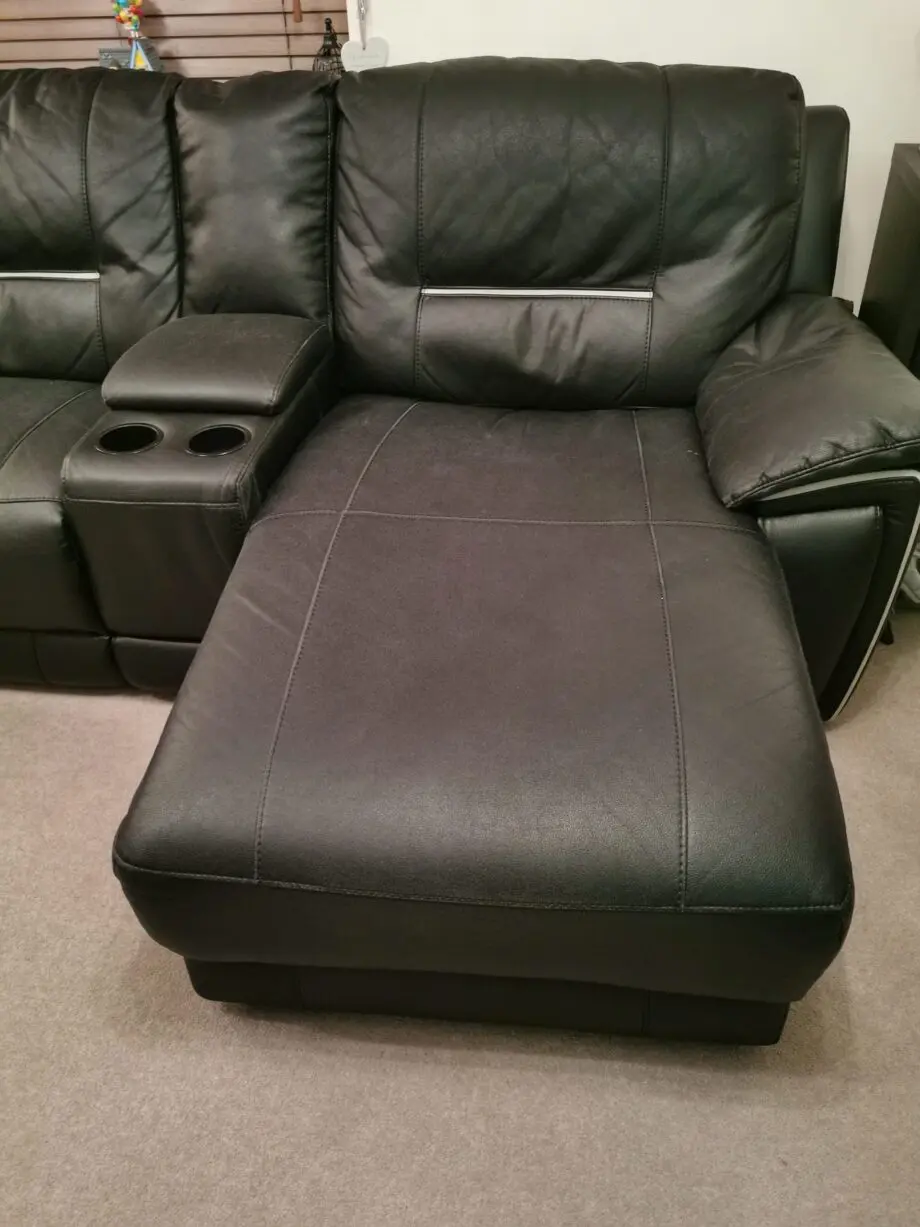 Harvey's black corner chaise long with recliner