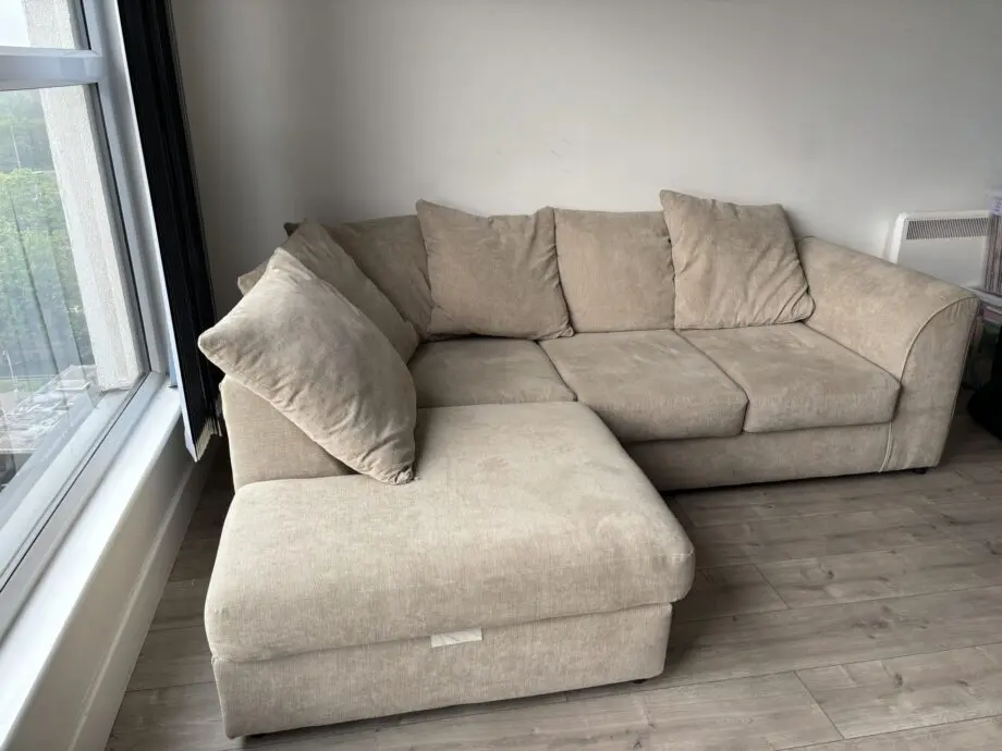 Chelsea Relaxed Linen Left Corner Sofa - Stone Alone V4