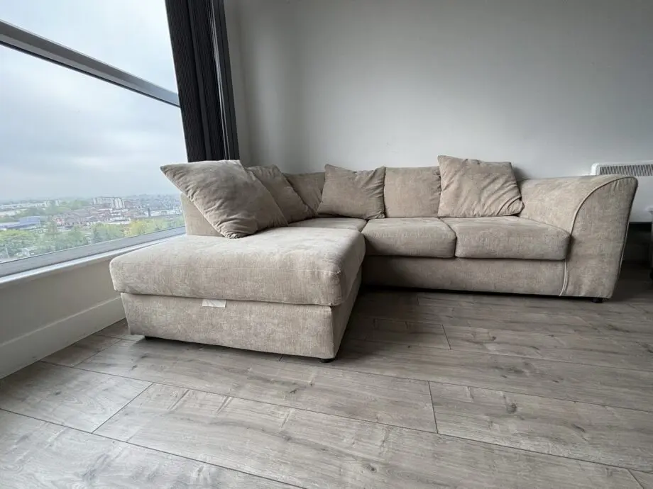 Chelsea Relaxed Linen Left Corner Sofa - Stone Alone V4