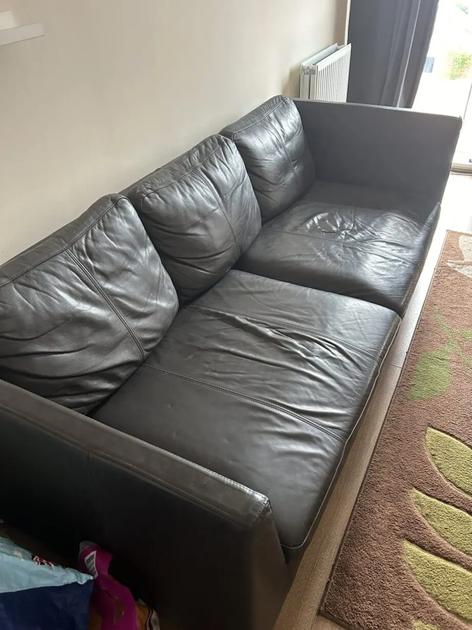 Black Real Leather sofa or sofa bed 3 seater