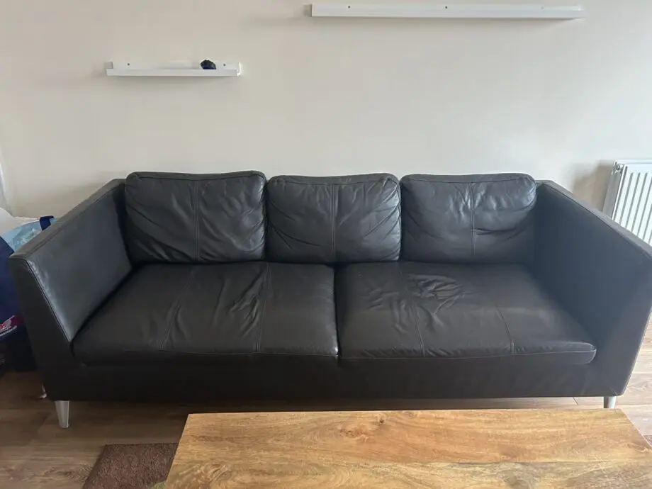 Black Real Leather sofa or sofa bed 3 seater