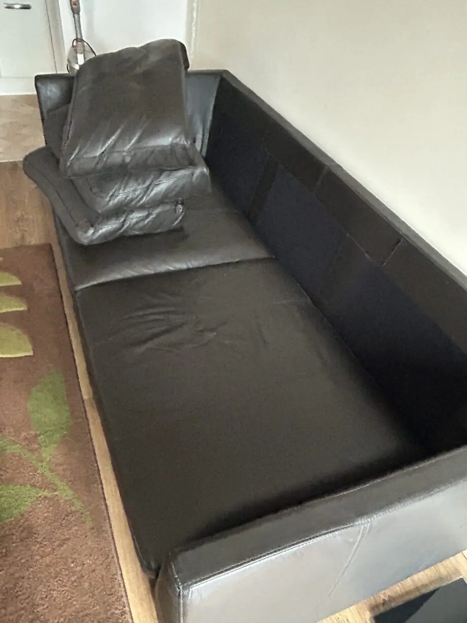 Black Real Leather sofa or sofa bed 3 seater