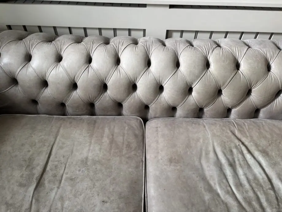 Beautiful grey leather chesterfield needs a new home!
